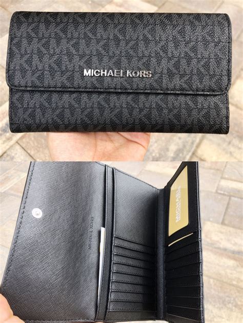 michael kors black with silver hardware trifold wallet|Michael Kors trifold wallet men's.